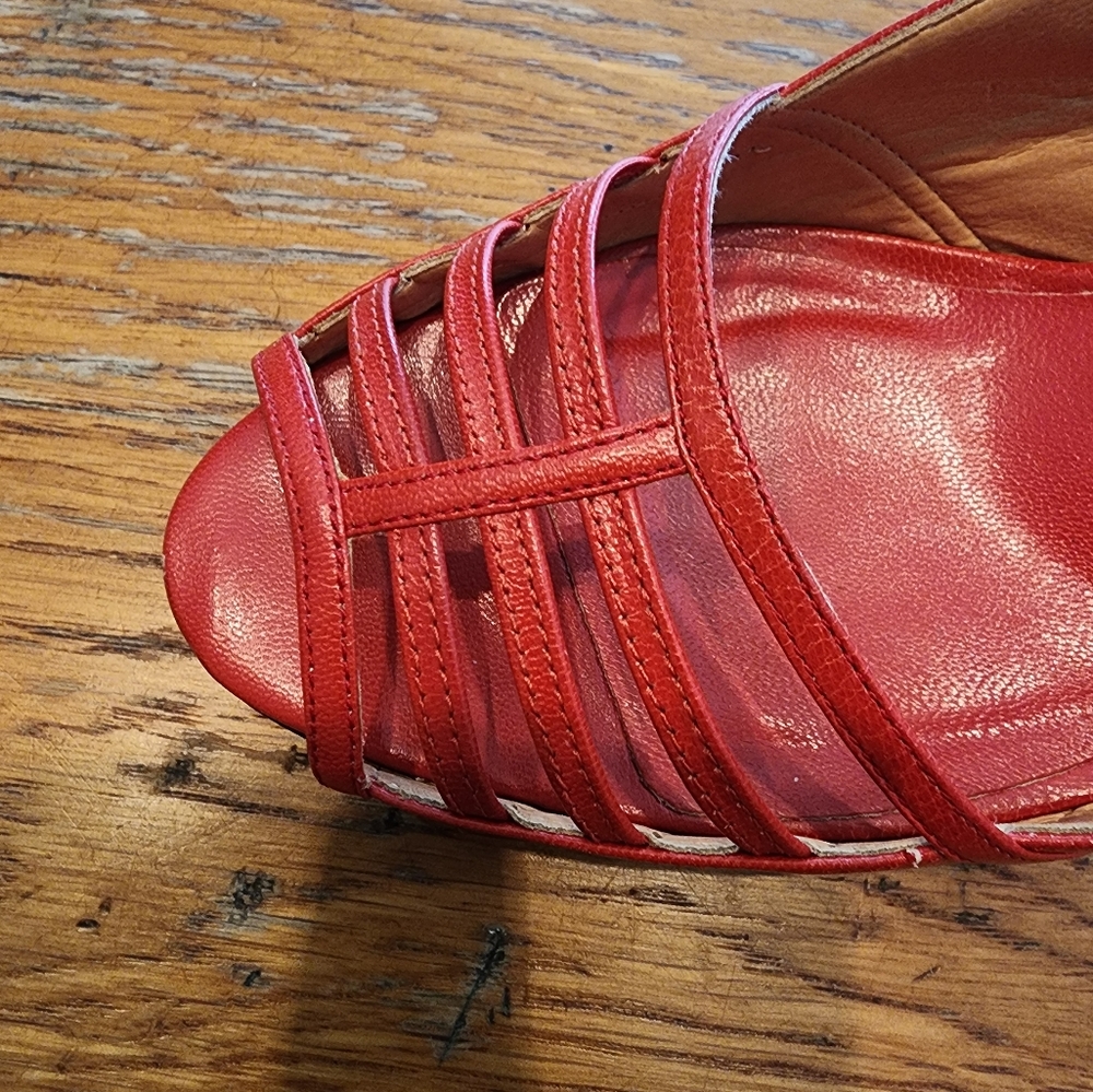 Red Leather Slingbacks - Picture 2 of 7